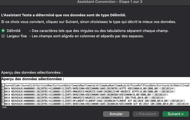 Conversion Etape 1
