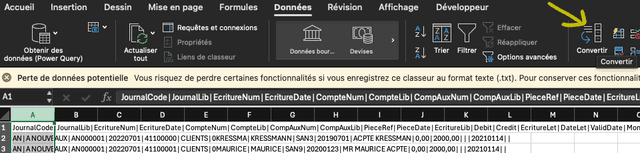 Données puis convertir