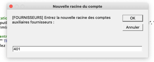 Racine Cpte Auxiliaires fournisseurs après modification