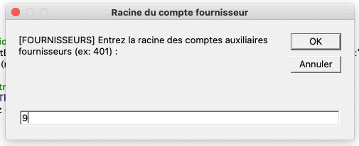 Racine Cpte Auxiliaires fournisseurs avant modification